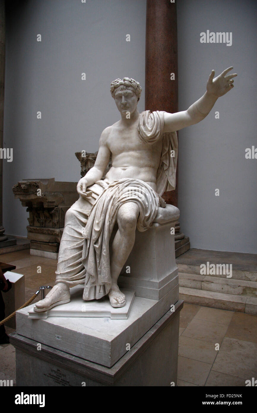 the ancient sculpture of the Roman Emperor Augustsu (Octavian) - Pergamonmuseum, Museumsinsel, Berlin-Mitte. Stock Photo