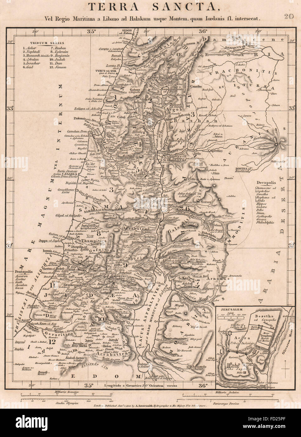 ANCIENT PALESTINE: Terra Sancta. Judaea Samaria. 12 tribes of Israel ...