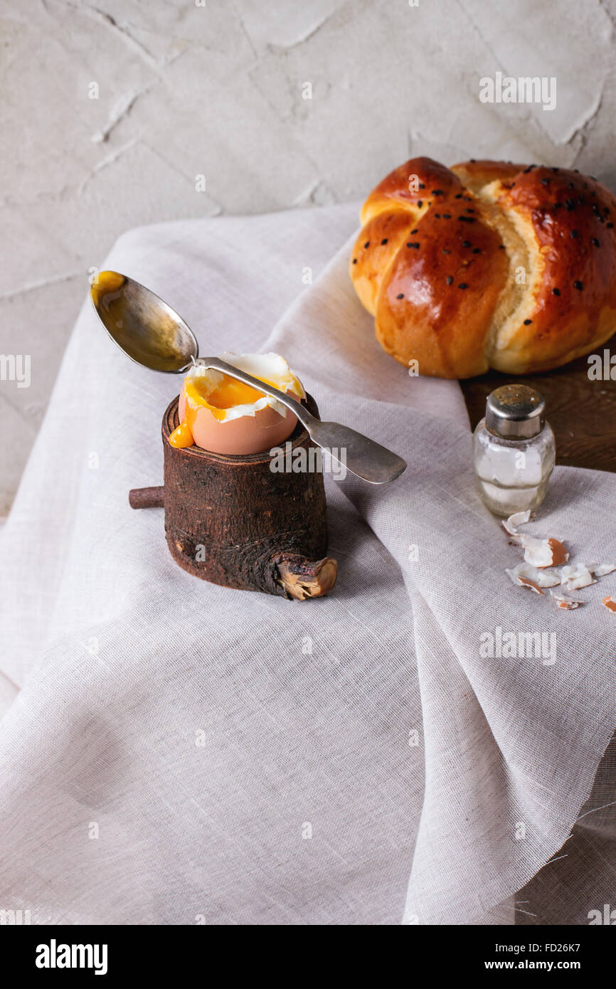 Breakfast with egg and bread Stock Photo - Alamy