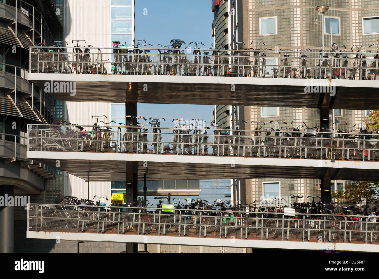 Bike Flat ' De fietsflat ' near Centraal Station, Amsterdam. North Holland. The Netherlands. (78) Stock Photo