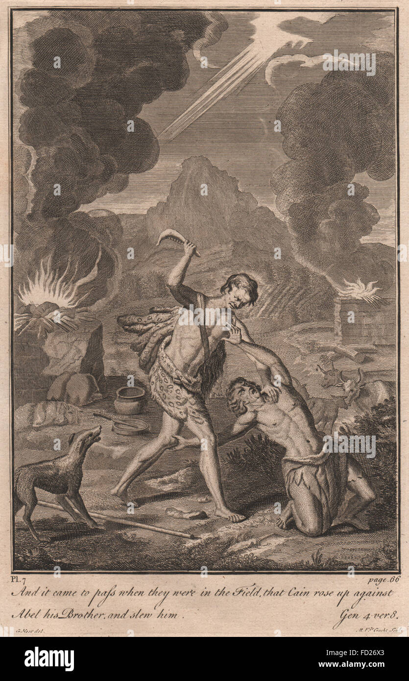 BIBLE: Genesis 3:8 Cain rose up against Abel his brother and slew him, 1752 Stock Photo