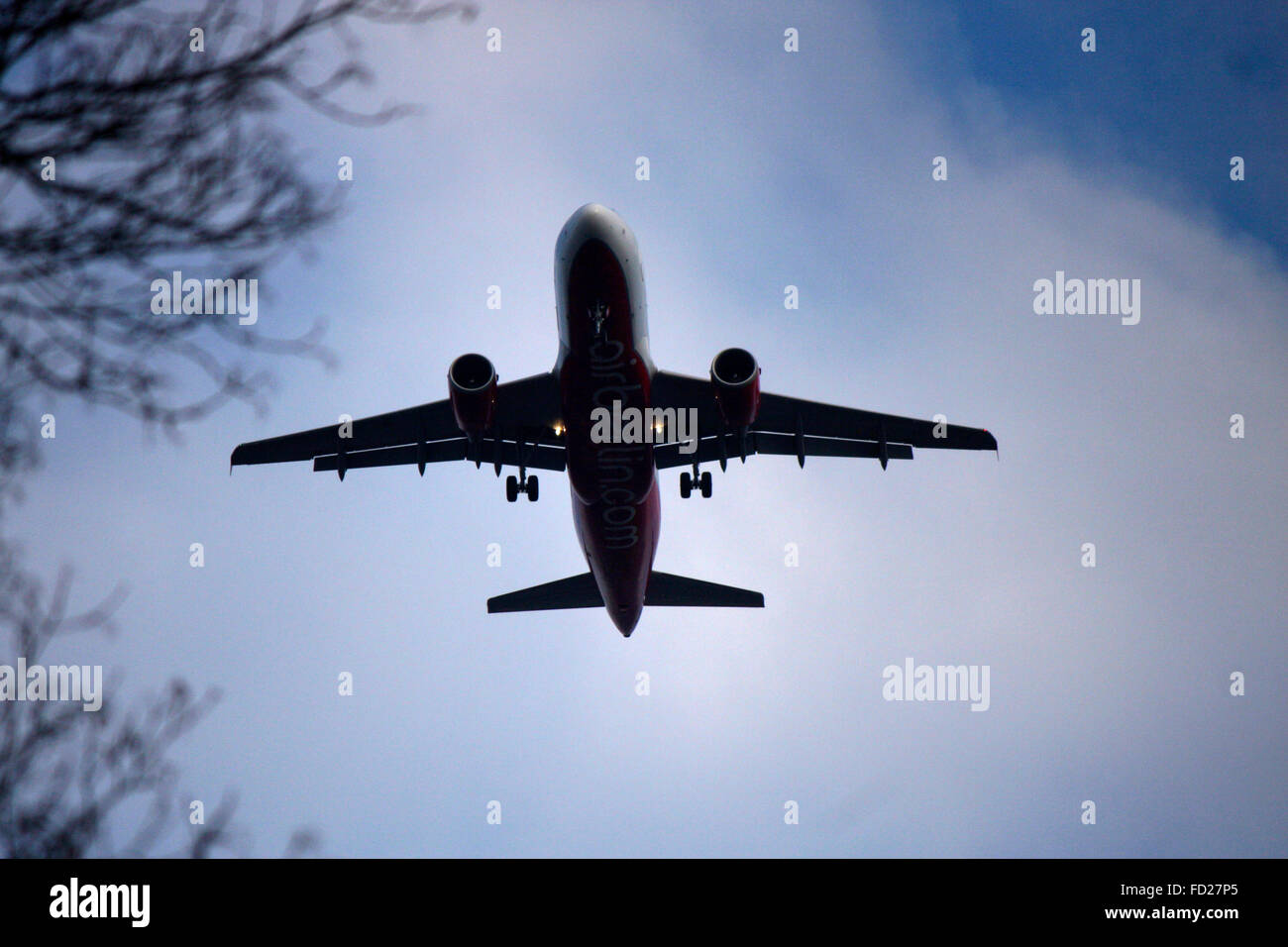 Flugzeug ueber Berlin. Stock Photo