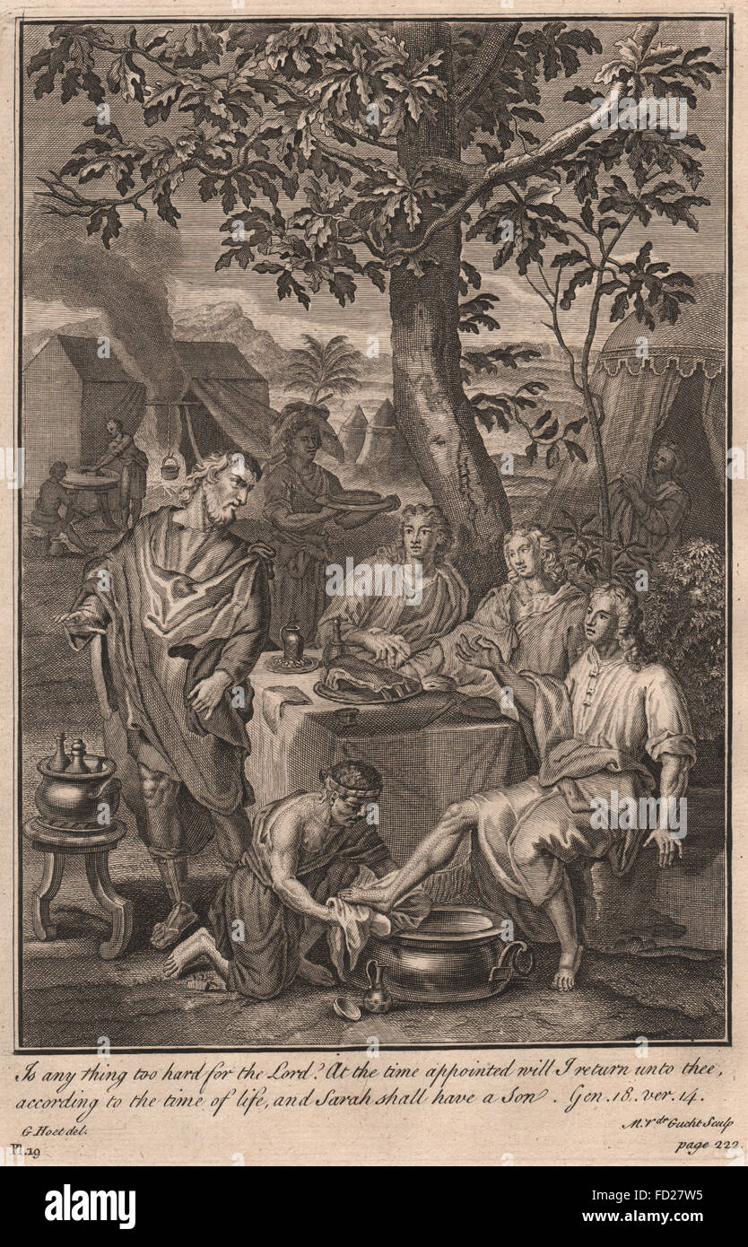 BIBLE: Genesis 18:14 Is any thing too hard for the Lord?, antique print 1752 Stock Photo