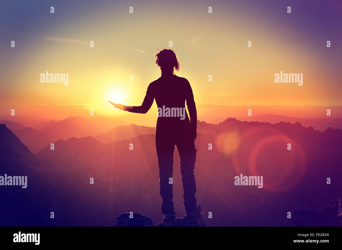 Woman hiker silhouette hi-res stock photography and images - Alamy