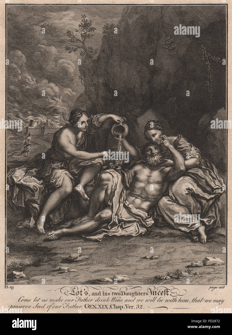 BIBLE: Genesis 19:32 Lot&rsquo;s, and his two daughters Incest, antique 