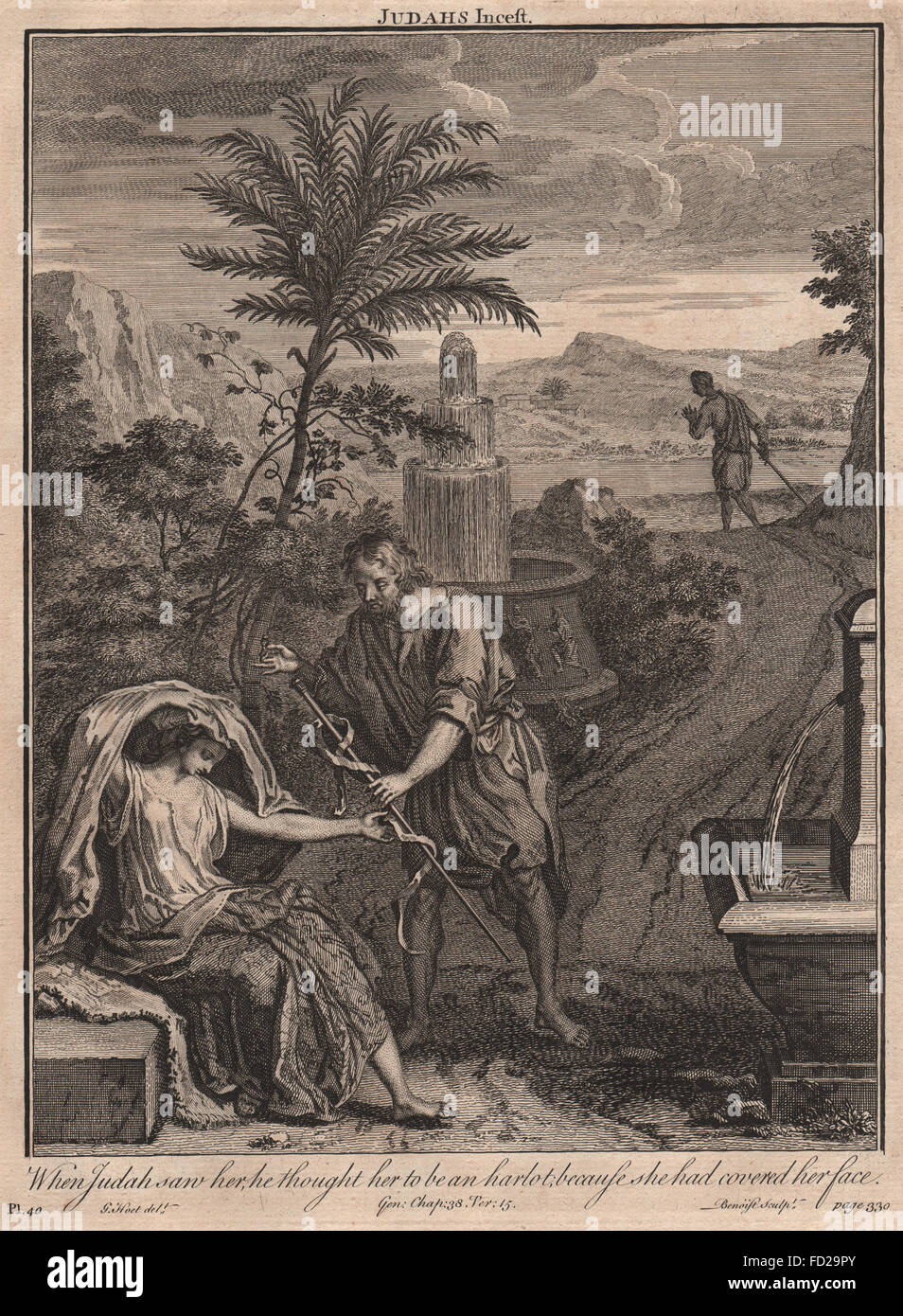 incest vintage' BIBLE: Genesis 38:15 Judah's incest, antique print 1752 Stock Photo - Alamy