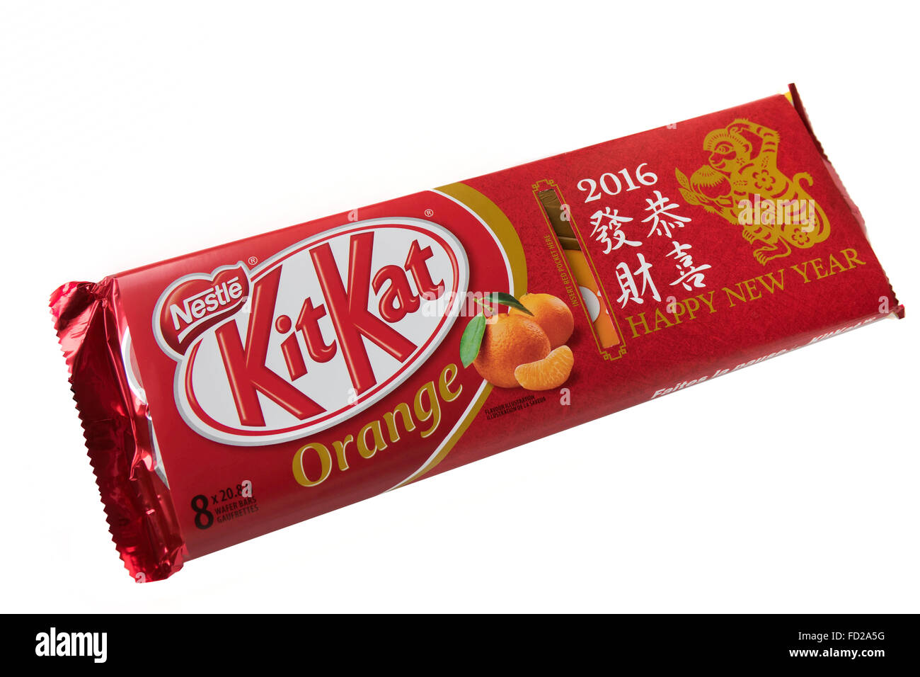Limited Edition Orange Kit Kat Chocolate Bar Celebrating The Chinese New Year Of 2016 Celebrating The Year Of The Monkey, Stock Photo