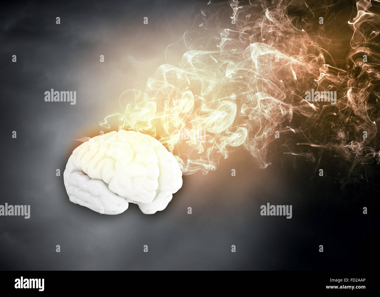 Conceptual image of human brain in smoke Stock Photo Alamy