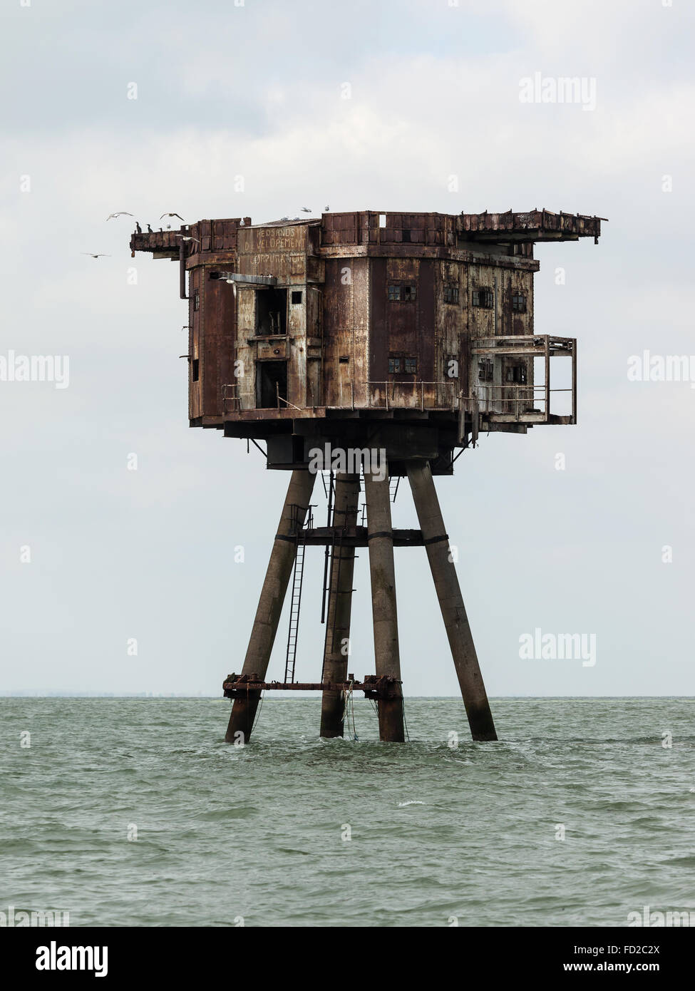 Color photograph of Mounsell Forts in Red Sands (Thames Estuary, London) Stock Photo
