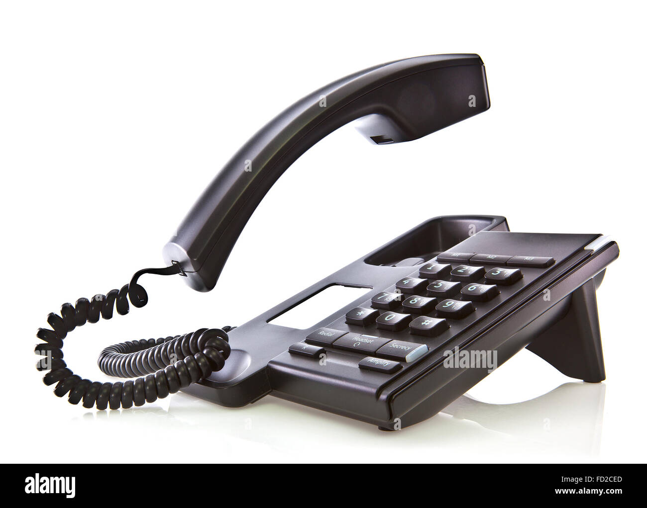 Black phone with floating handset Stock Photo Alamy