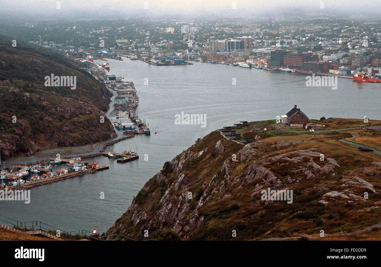 St.John's harbour from Signal Hill, Newfoundland Stock Photo