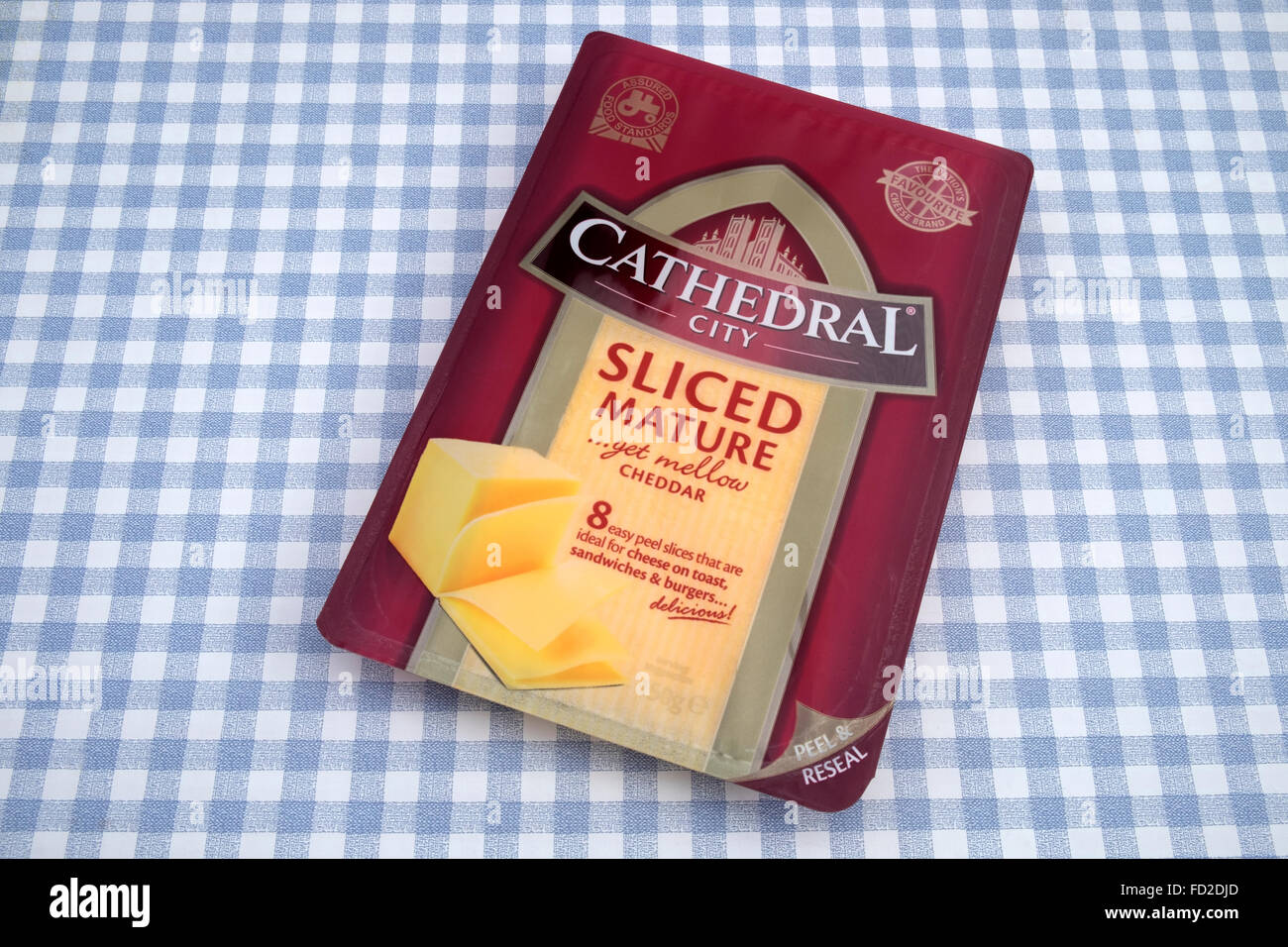 Cathedral City sliced mature cheddar cheese slices in resealable pack Stock Photo