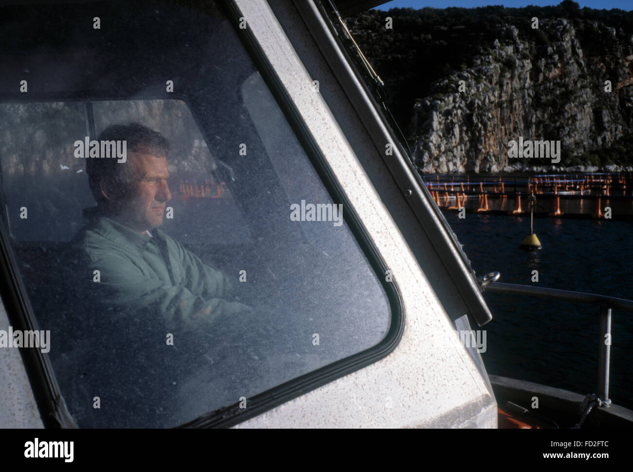 Sea bass farming in Saronikos, Greece Stock Photo Alamy