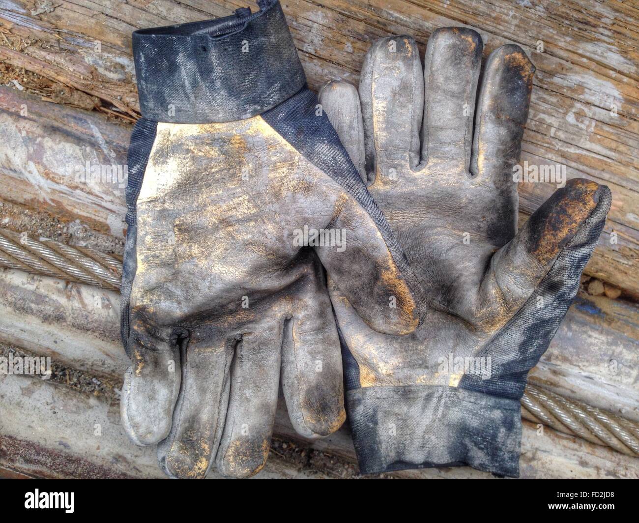 Old used greasy work gloves Stock Photo Alamy