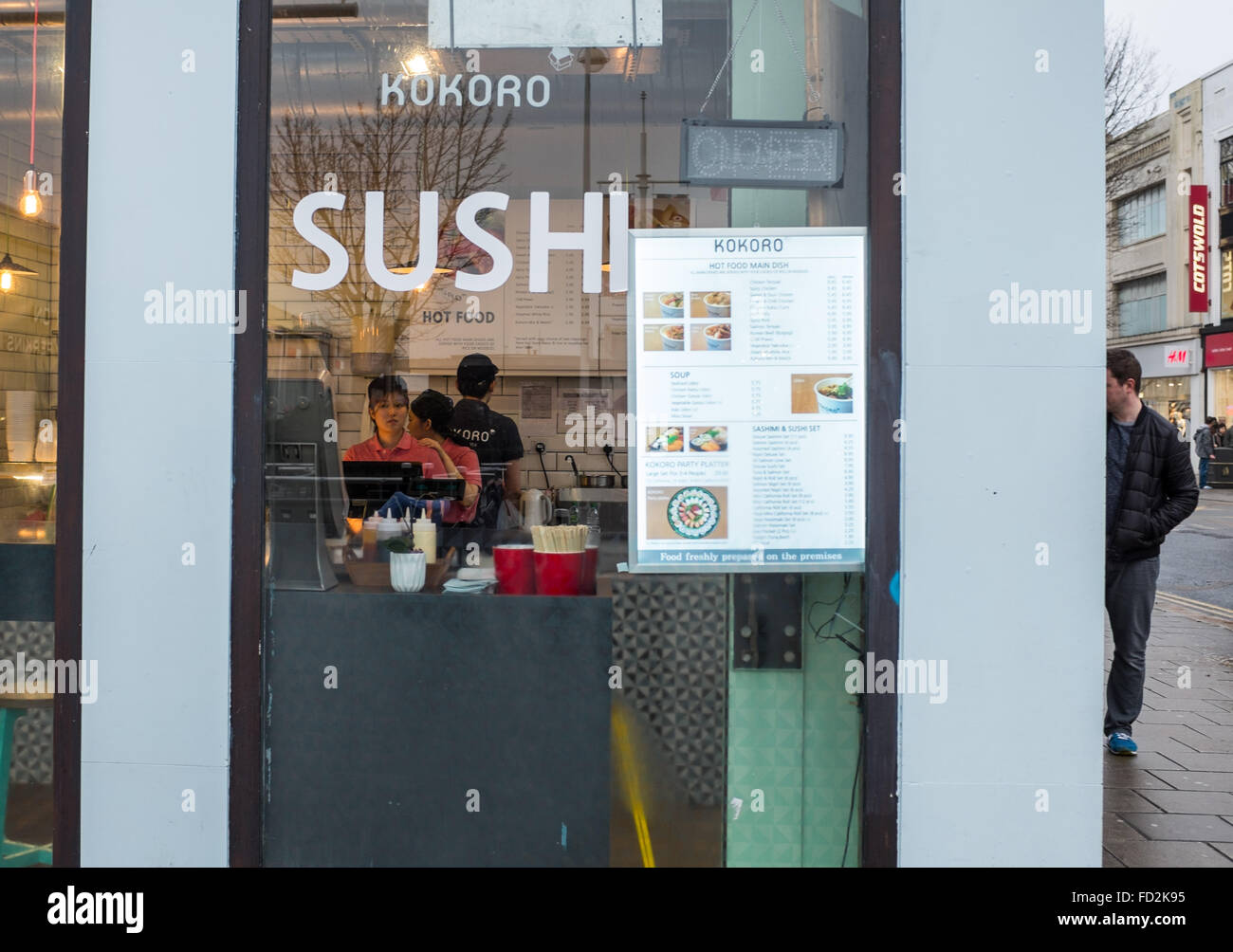 The Kokoro Japanese take away sushi and noodles restaurant in Western Road Brighton UK Stock Photo