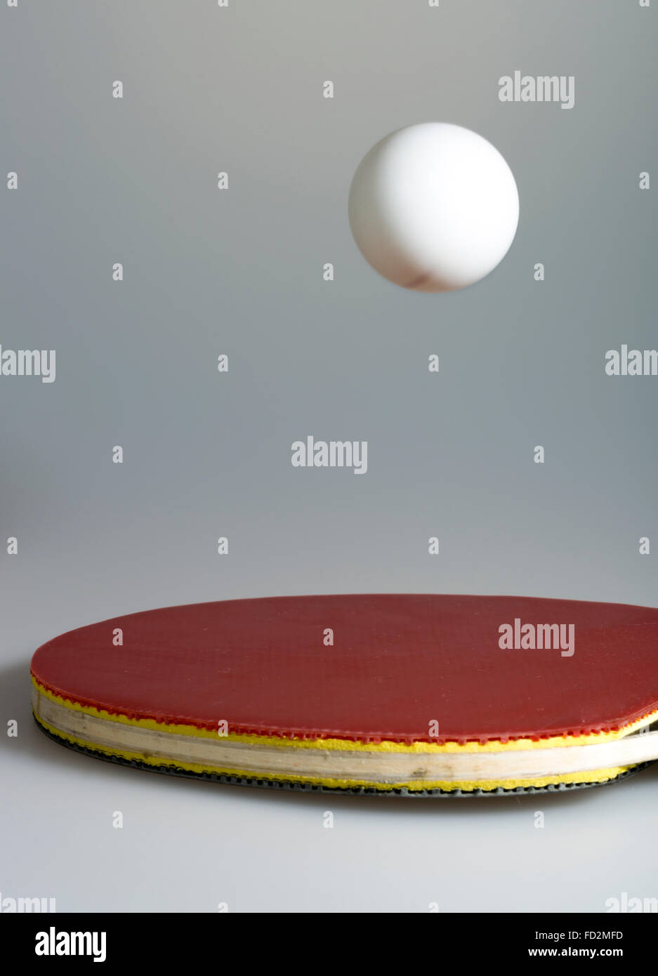 Table Tennis Ball and Paddle Stock Photo
