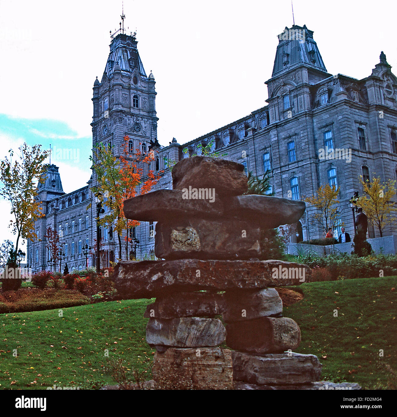 An Inuit Inukshuk, Quebec Parliament building Stock Photo