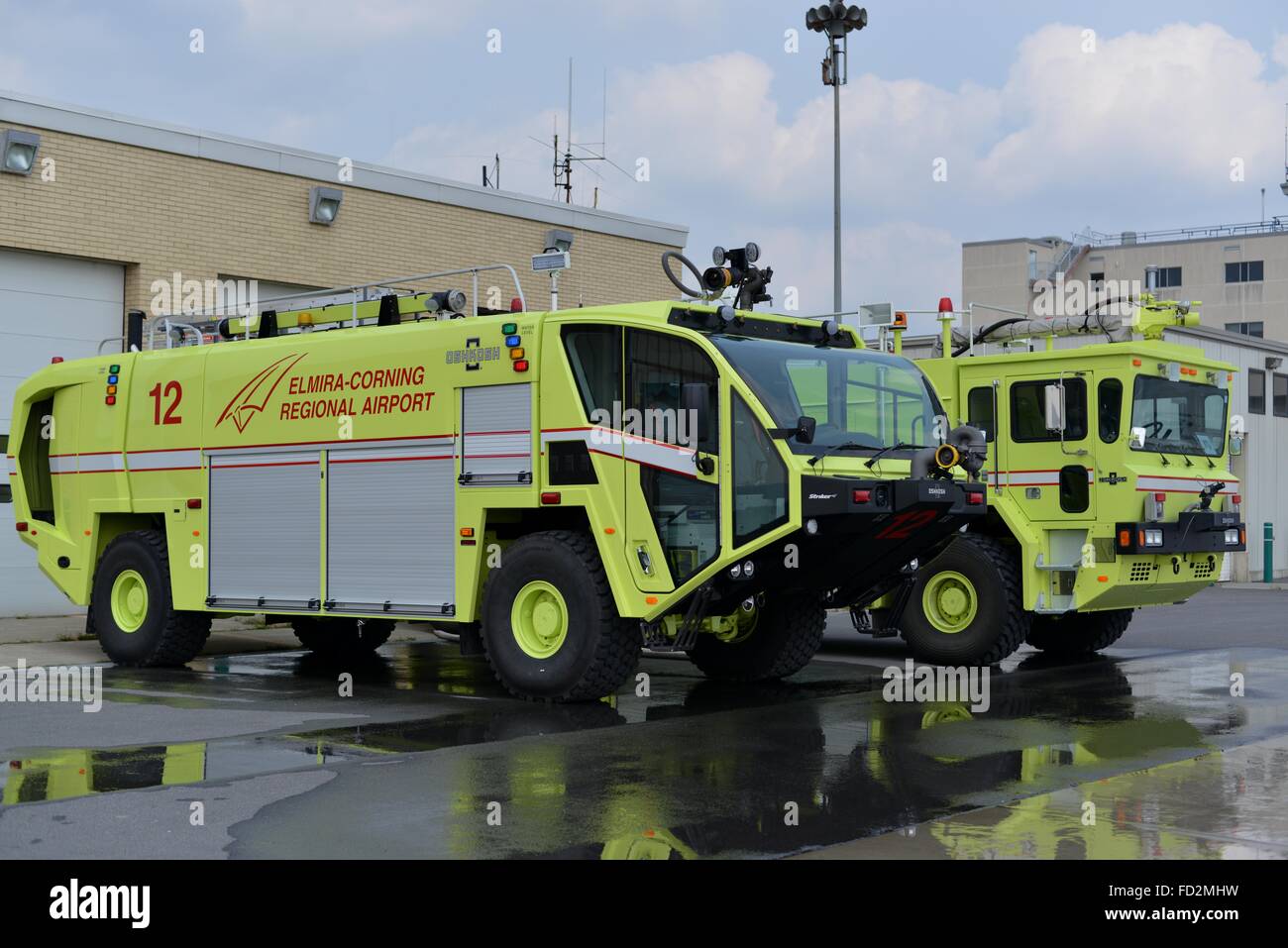 Horseheads, NY, USA - September 2, 2015 - Elmira Corning Regional Airport, Crash/Fire Rescue Trucks Stock Photo