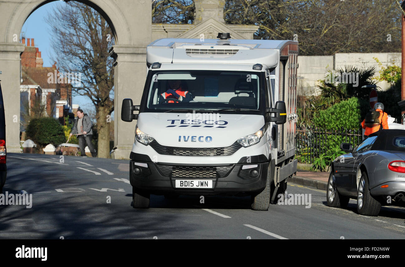 Tesco supermarket internet shopping home delivery van Brighton UK Stock Photo