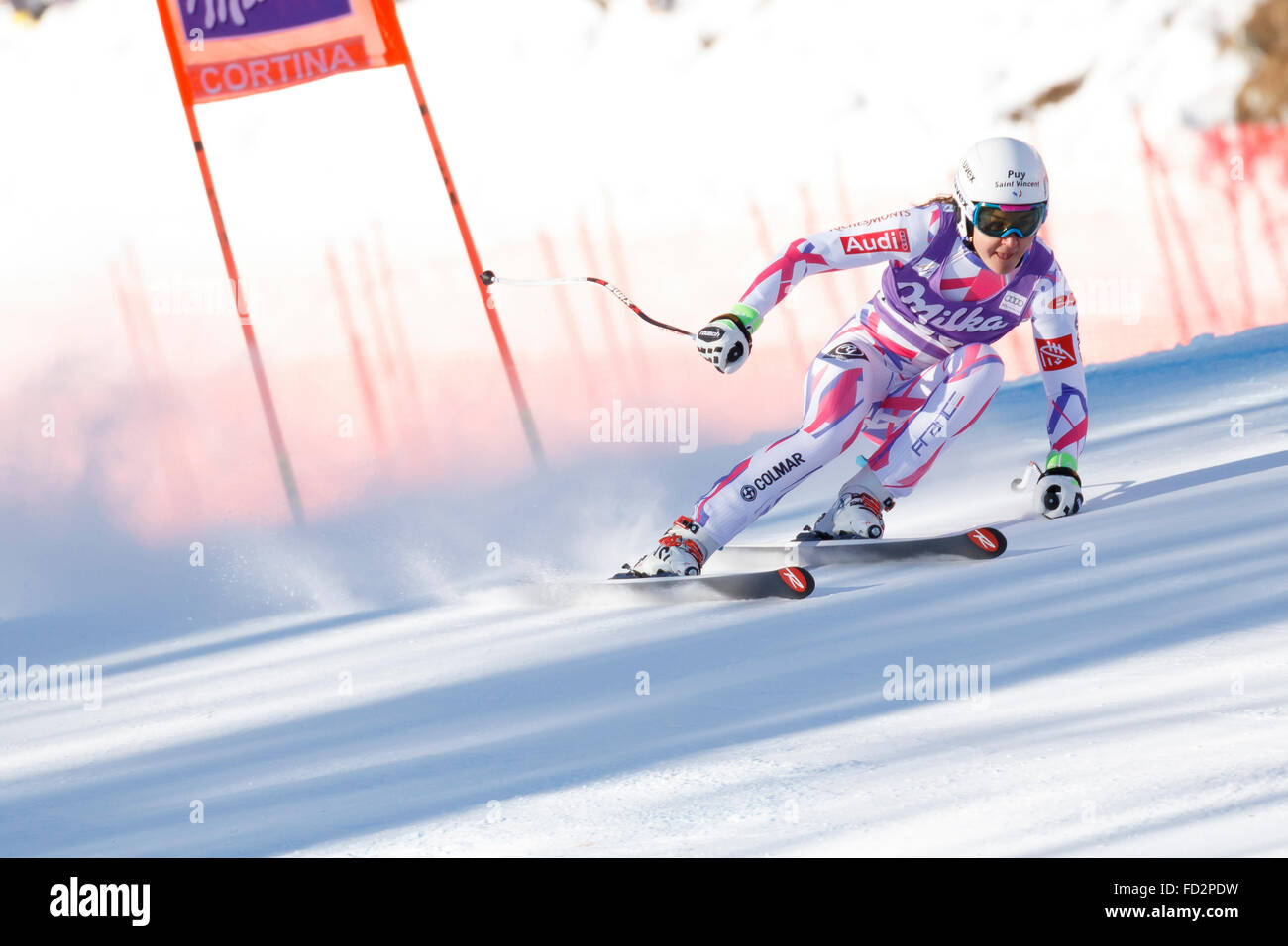 Cortina d’Ampezzo, Italy 23 January 2016. BESSY Anouk (Fra) competing in the Audi Fis Alpine Skiing World Cup Women’s downhill Stock Photo