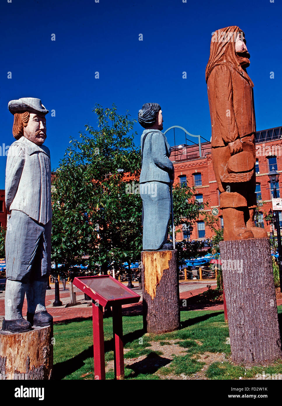 The Loyalists statue in Loyalist Plaza, Saint John,New Brunswick Stock