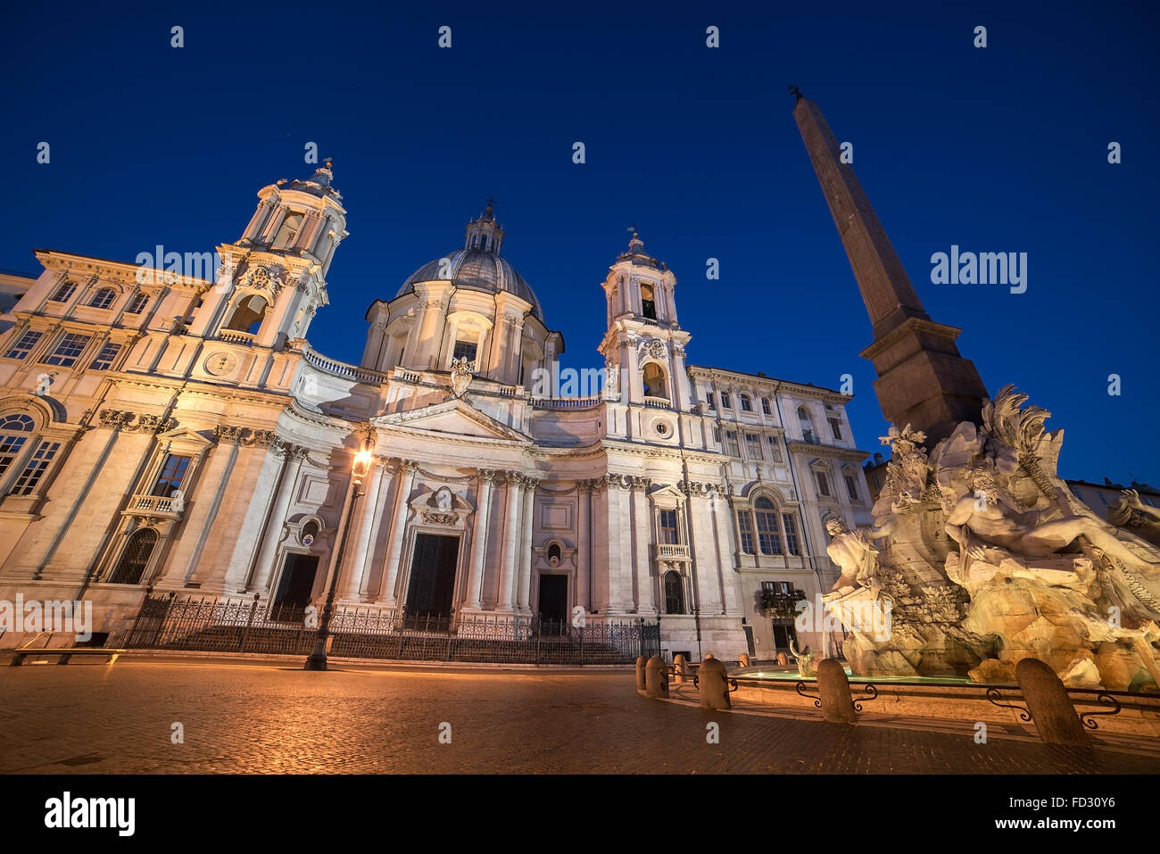 Rome, Italy: Piazza Navona, Sant'Agnese in Agone Church Navona Stock Photo