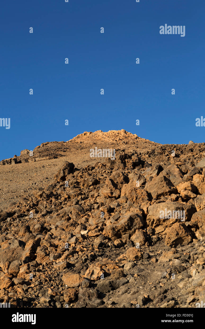 Volcanic rock on the slope of Mount Teide in Teide National Park on Tenerife, Spain. The volcano last erupted in 1909. Stock Photo