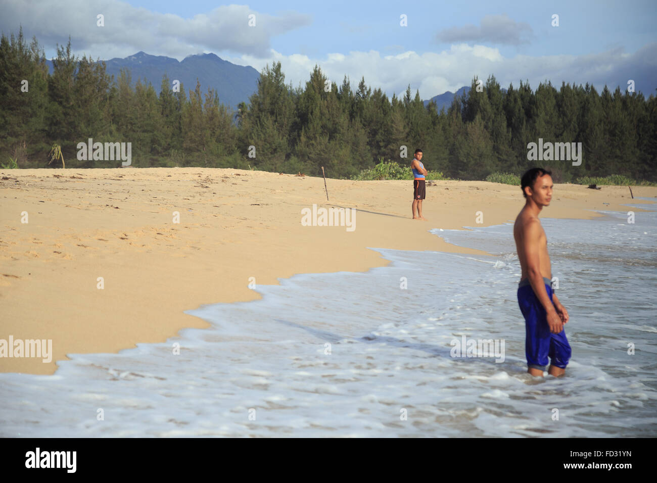 Acehnese people on Lampuuk beach Stock Photo