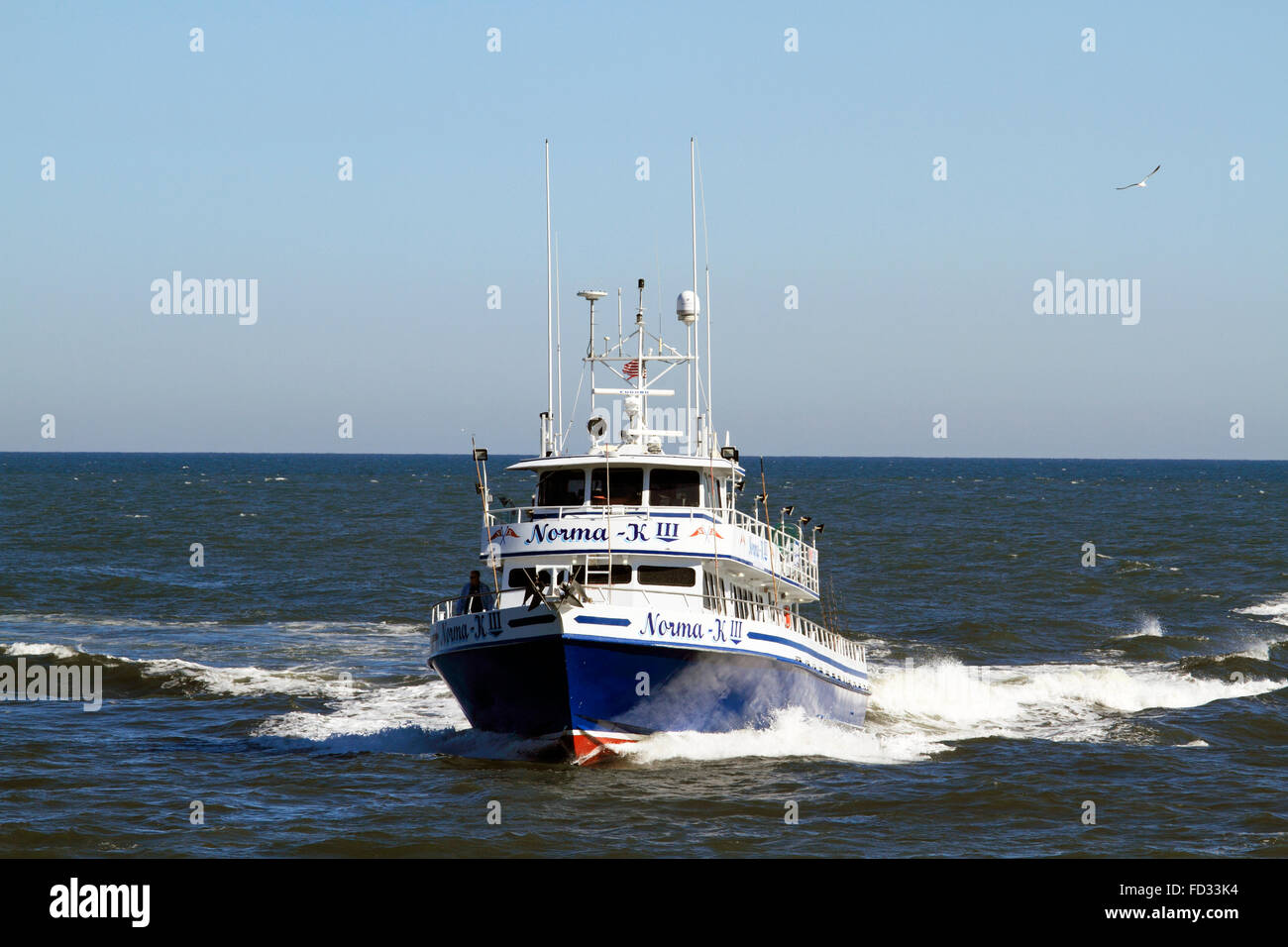 The Norma K III approaching the Manasquan Inlet. The Norma K is a popular fishing  vessel offering day trip excursions Stock Photo - Alamy
