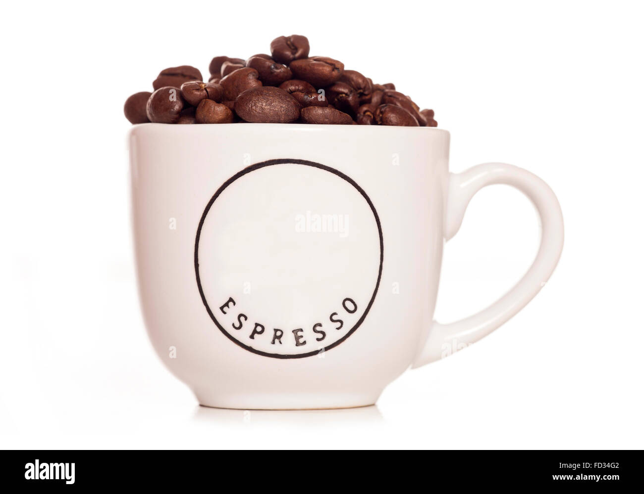 Coffee beans in a espresso cup cutout Stock Photo - Alamy