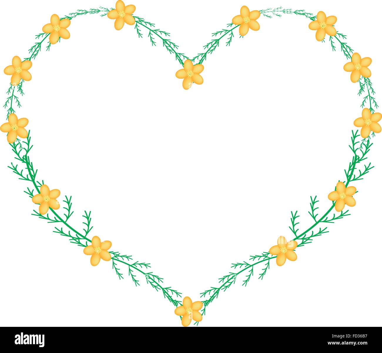 Love Concept, Illustration of Yellow Yarrow Flowers or Achillea ...
