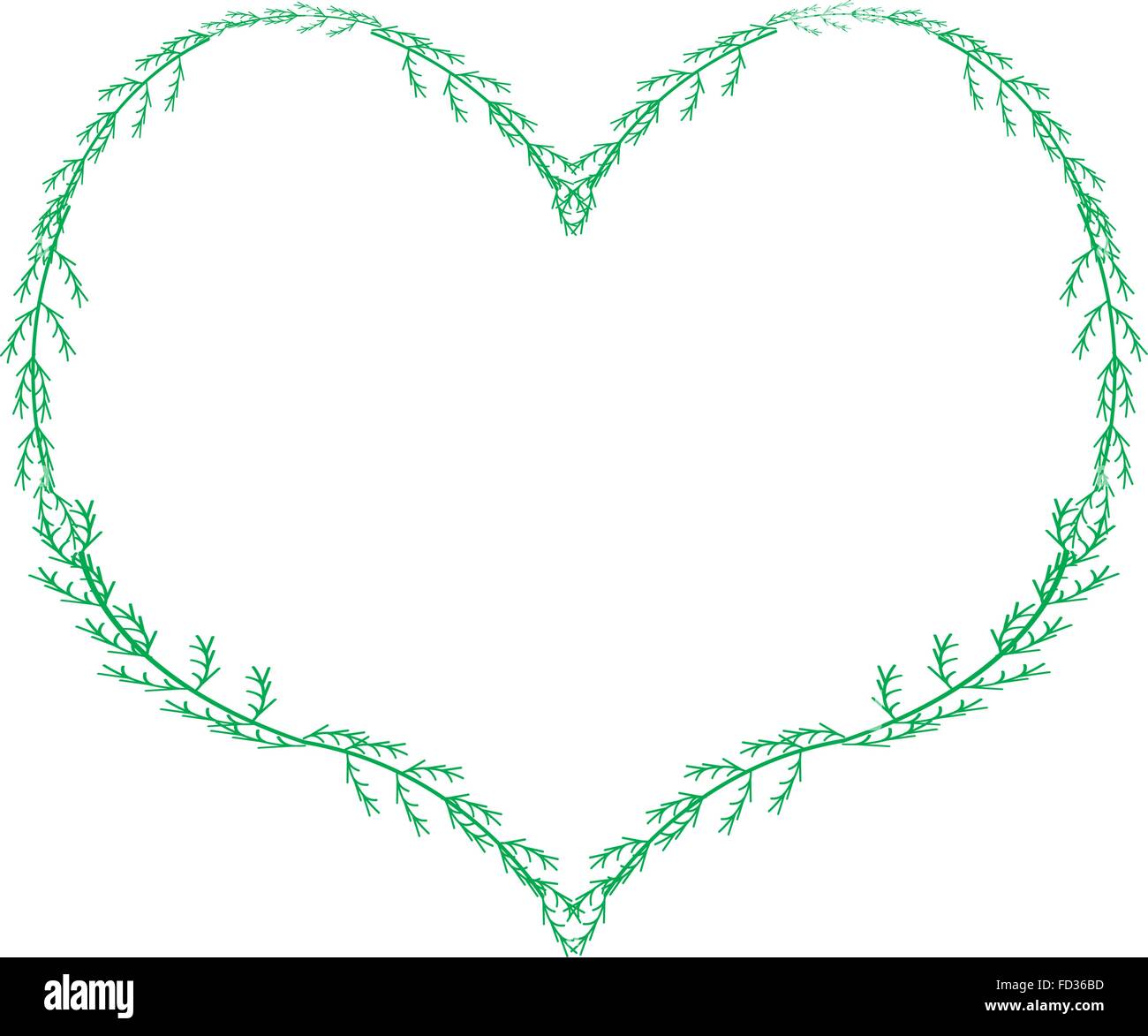 Love Concept, Illustration of Green Leaves in A Heart Shape Isolated on ...