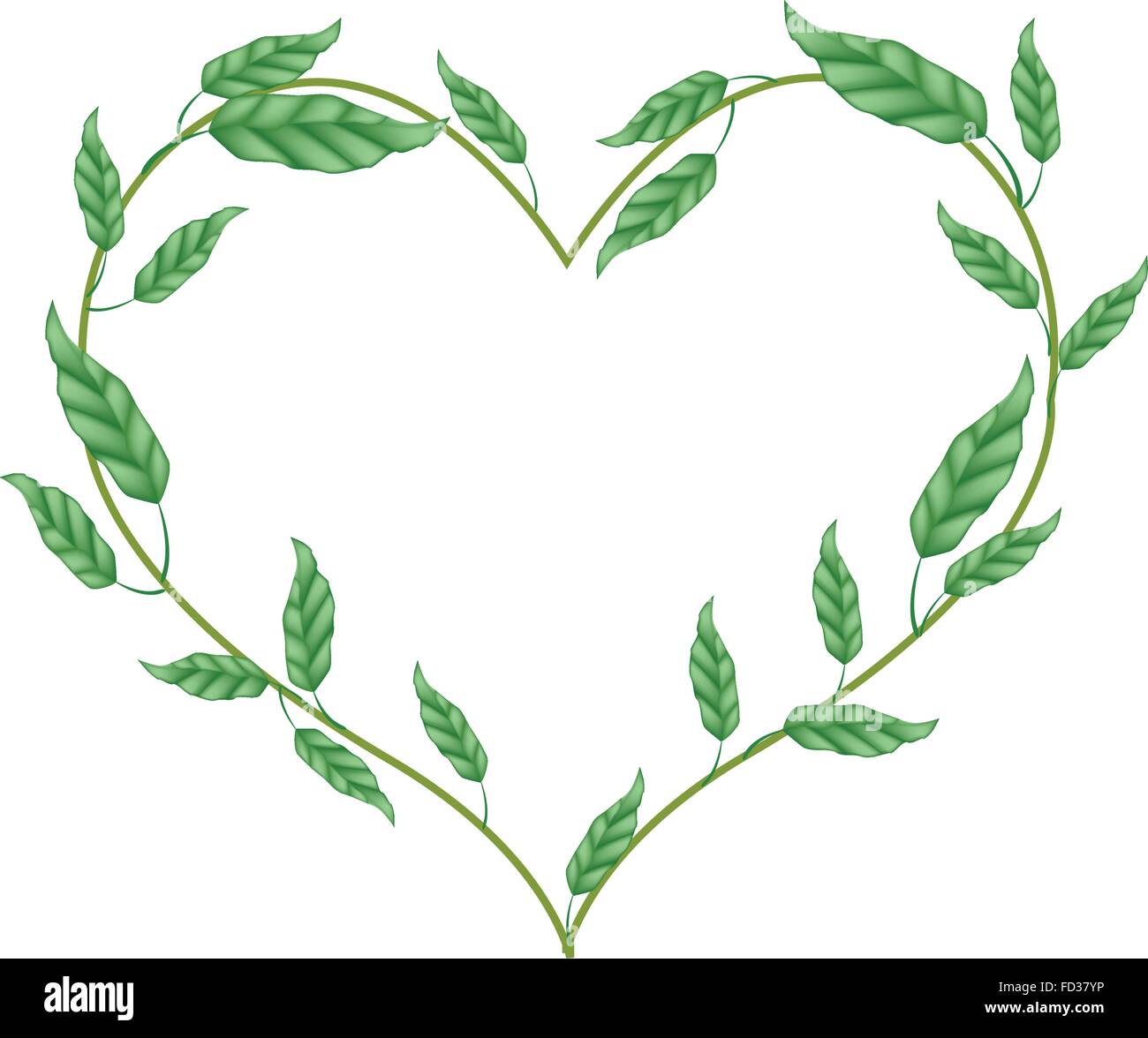 Love Concept, Illustration of A Heart Shape Frame Made of Green Vine ...