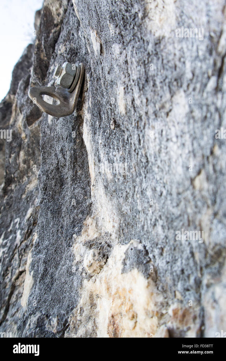 Expansion bolt in a limestone rock Stock Photo Alamy