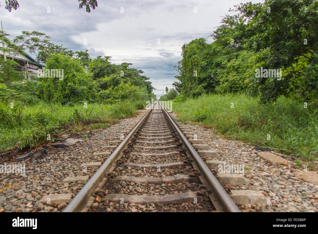train tracks just outside of Bangkok, Thailand Stock Photo