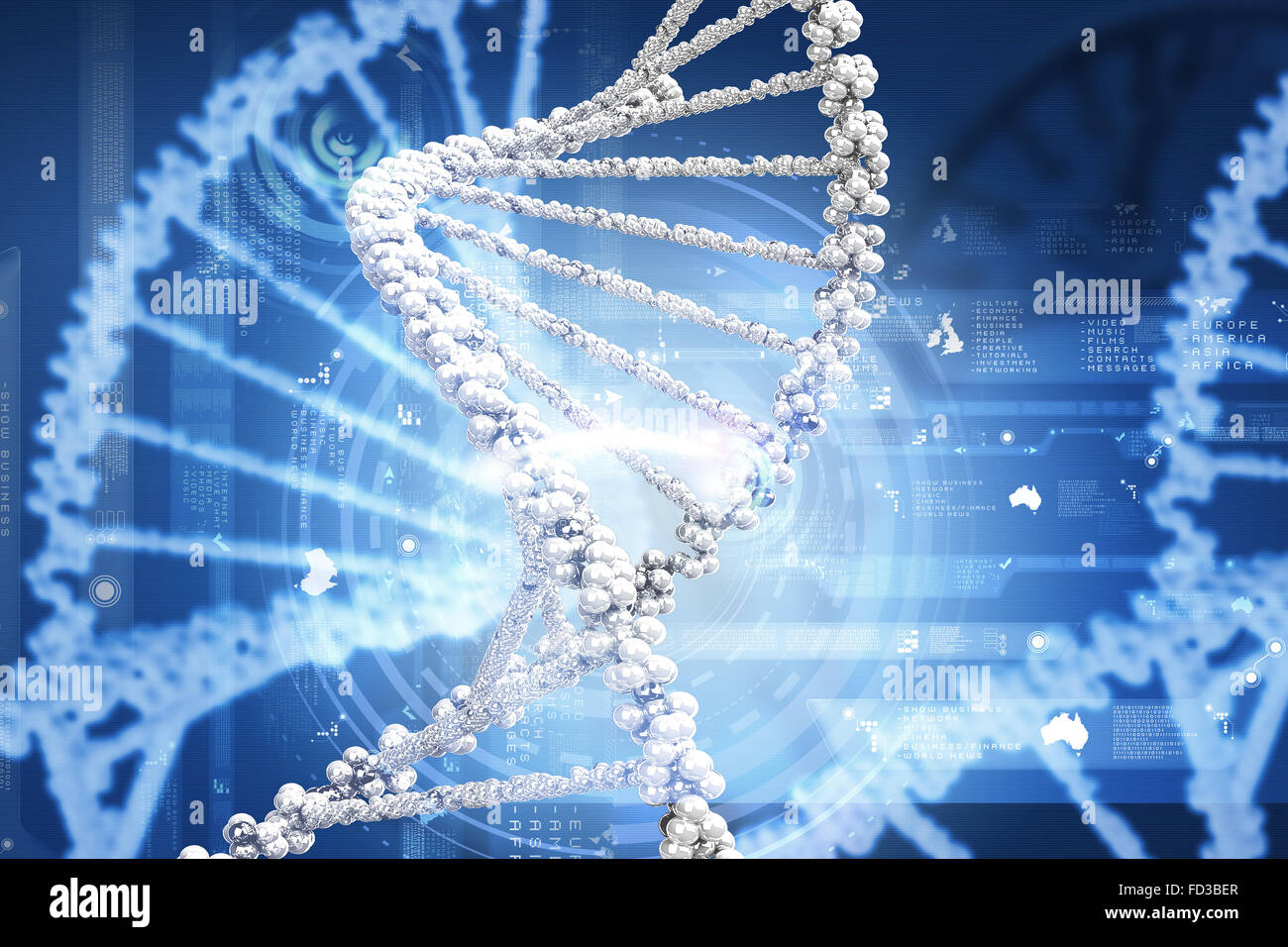Background high tech image of dna molecule Stock Photo