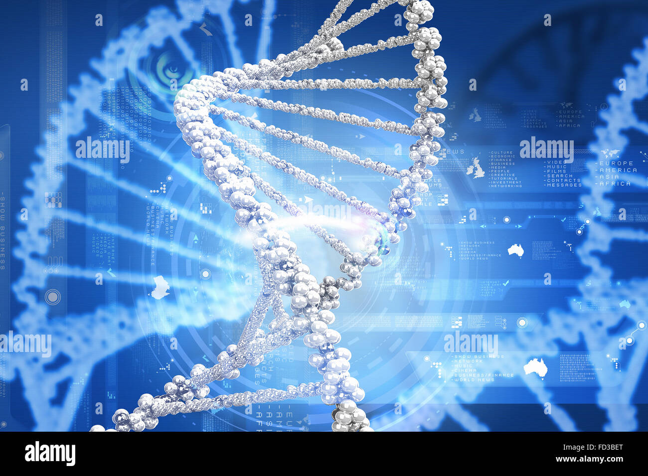 Background high tech image of dna molecule Stock Photo