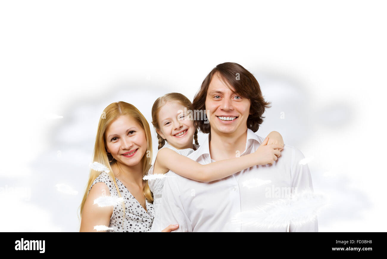 Happy family portrait of mother father and daughter Stock Photo - Alamy