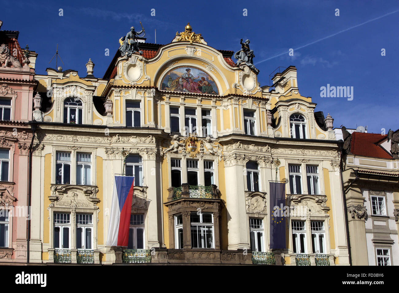 Prague Art Nouveau building Old Town Square, Prague, Czech Republic Stock Photo