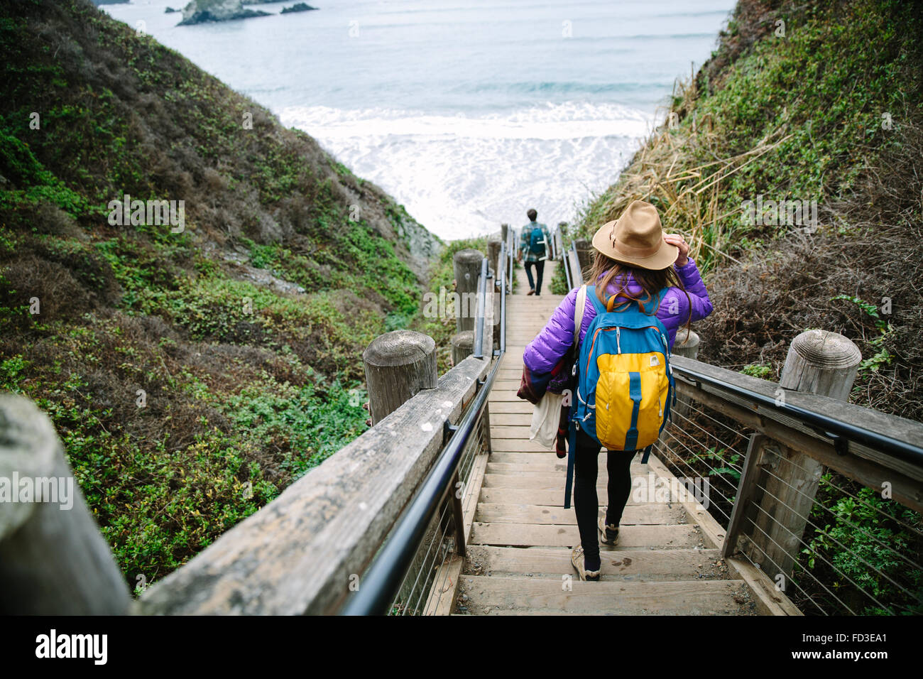 A young woman on an adventure in Big Sur, California. Stock Photo