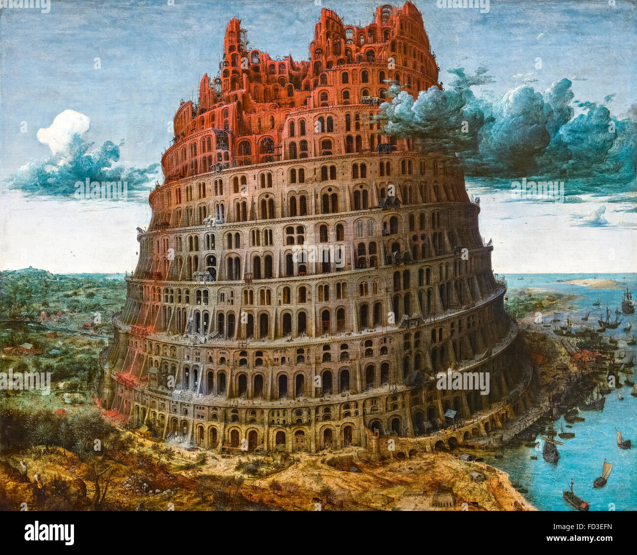 Babel - Pieter Bruegel the Elder - The Tower of Babel - 1565 - painting Stock Photo