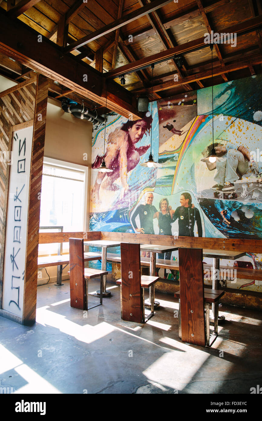 The interior of local indie coffee shop in Santa Monica, California. Stock Photo