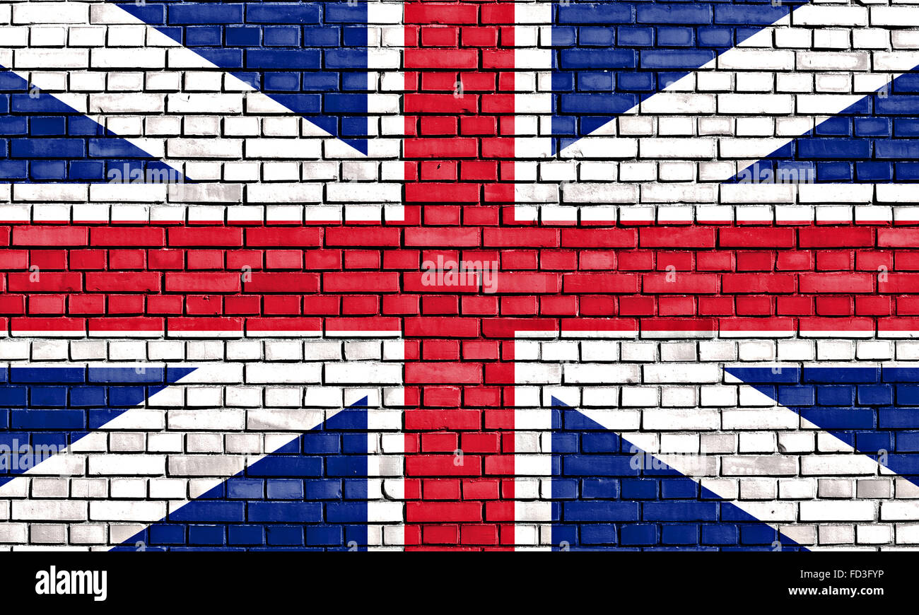 old Union flag painted on brick wall Stock Photo