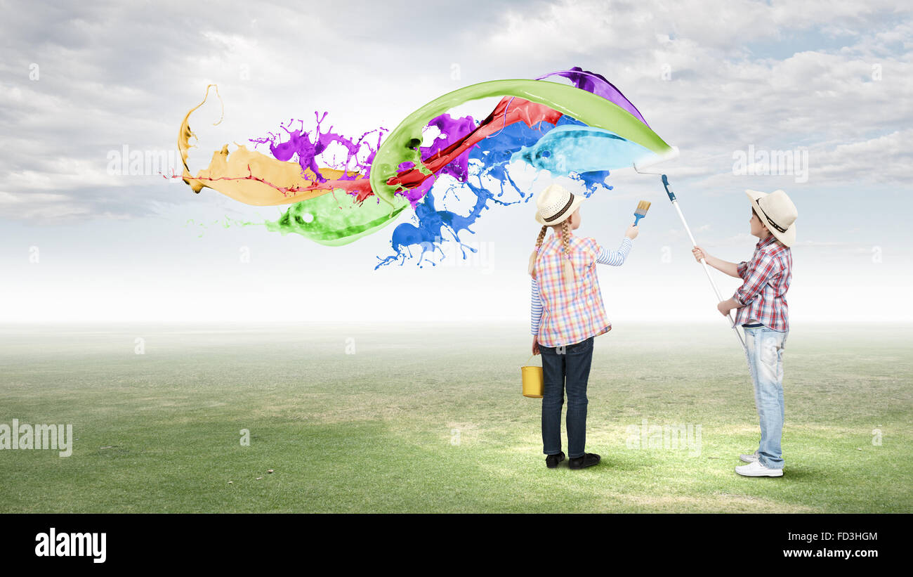 Wall painting school children hi-res stock photography and images - Alamy