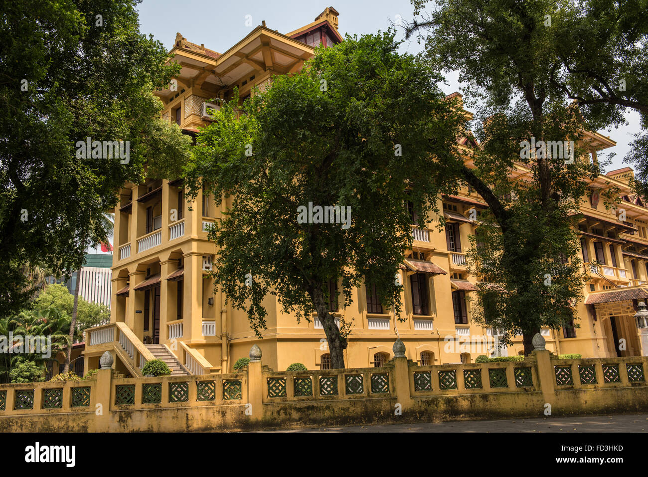 View of the old French Colonial government building in Hanoi. This building is still used by the current Vietnamese government.  Stock Photo