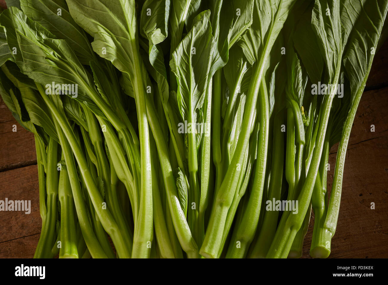 A bunch of raw, fresh Chinese Broccoli, also called Chinese Kale Stock