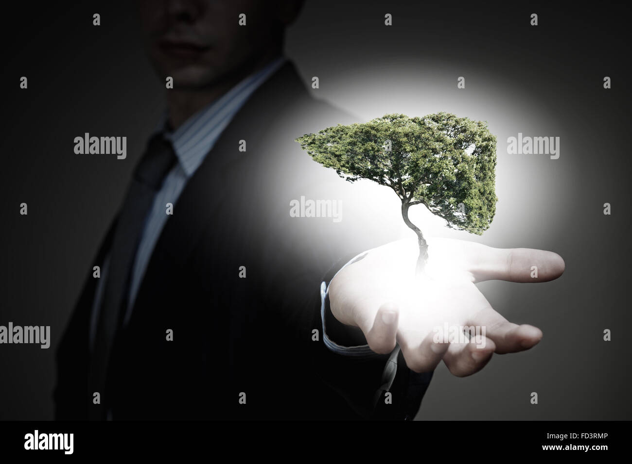 Conceptual image of green tree shaped like human liver Stock Photo - Alamy image.