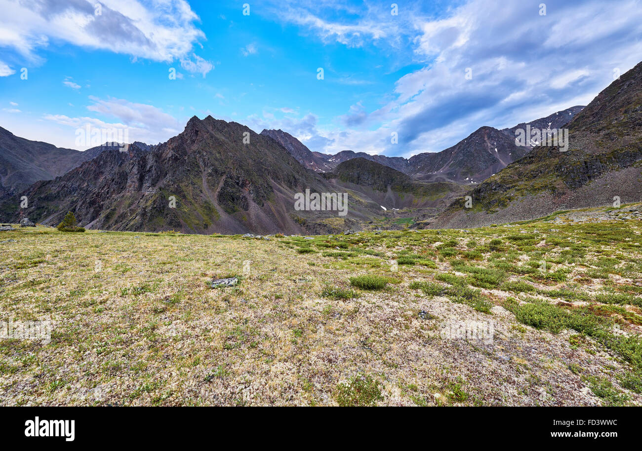 Area of alpine tundra in Eastern Siberia . Sayan . Russia Stock Photo