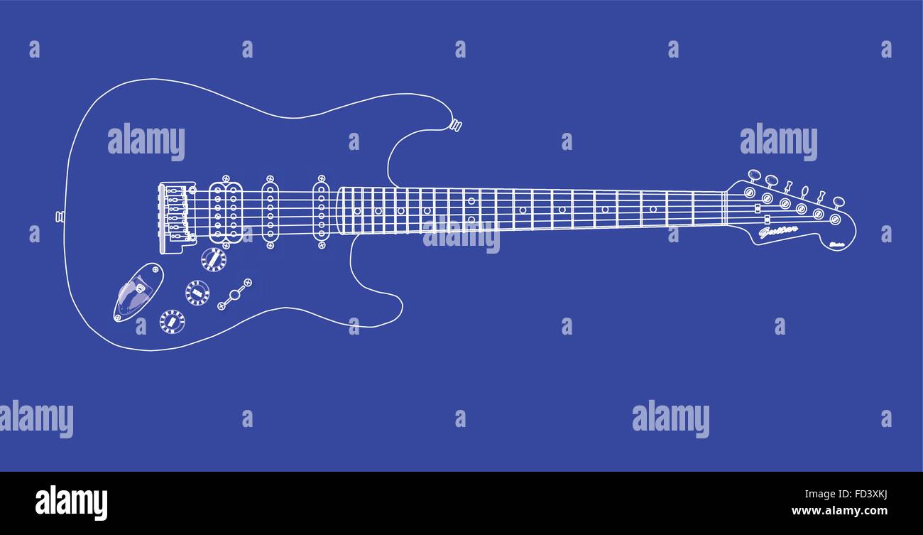 A modern solid body electric guitar in blueprint Stock Vector Image & Art -  Alamy