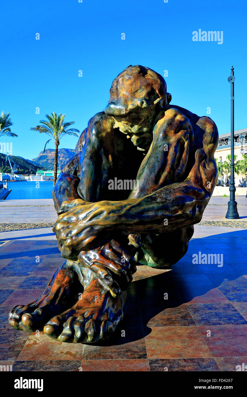 Spain Cartagena bronze statue El Zulo on promenade outside Naval Museum